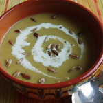 Chestnut & butternut soup with toasted seeds